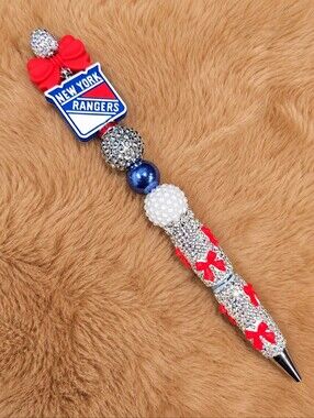 New York Rangers Rhinestone Beaded Pen ❤️💙🏒